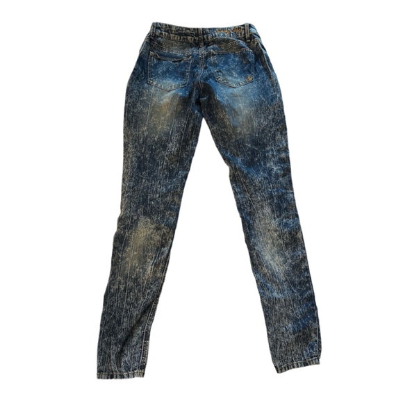 Indigo Rein Jeans Bleach Wash Blue Denim Jeans Stretchy Skinny Low Rise Y2K - Picture 3 of 10